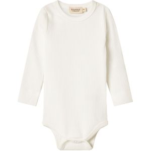 MarMar Romper l/s - Rib - Modaal - Noos - Zacht White - MarMar - 56 - Romper L/S