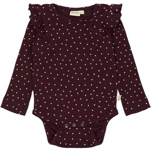 Petit Piao Romper l/s - Rib - Modaal - Dark Grape m. Harten - Petit Piao - 56 - Romper L/S