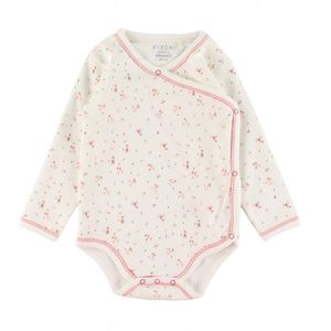 Fixoni Wikkelromper l/s - Light Rose m. Bloemen - Fixoni - 74 - Romper L/S