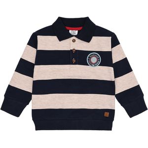 Hust & Claire - Sejer - Sweatshirt - Lichtbeige/Navy/Lichtblauw - Geribbelde Kraag