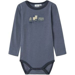 Name It Romper l/s - Wol - NmmWillit - Folkstone grijs/Tractor - Name It - 3 jaar (98) - Romper L/S