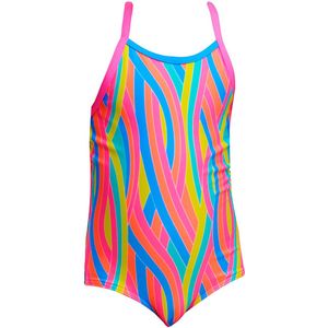 Funkita Zwempak - Bedrukt One Stuk - UV50+ - Swirly Rietjes - Funkita - 4 jaar (104) - Badmode