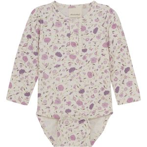 Minymo Romper L/æ - Advocaat/Roze m. Bloemen - Minymo - 2 jaar (92) - Romper L/S