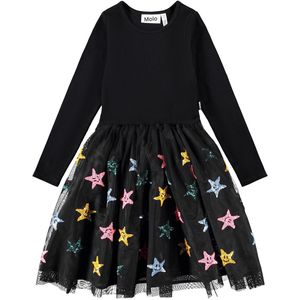 Molo Jurk - Rib - Cyrus - Zwart met Pailletten - Molo - 7-8 jaar (122-128) - Jurk