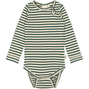 Petit Piao Romper l/s - Rib - Modaal - Dark Sea/Off White - Petit Piao - 56 - Romper L/S