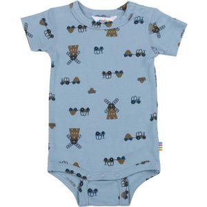 Joha Romper k/æ - Viscose/Bamboe - Blauw m. Windturbines - Joha - 60 - Romper S/S