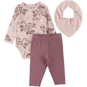 Fixoni Set - Leggings/Babyslabbetje/Romper l/s - Stil Violet - Fixoni - 56 - Romper L/S