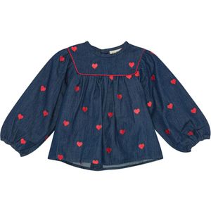 Flöss Blouse - Amee - Denim - Mid Blue Heart - Flöss - 2 jaar (92) - Shirts