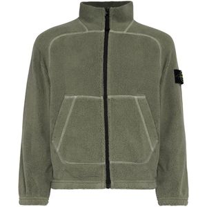 Stone Island Fleece Jas - Militair Green - Stone Island - 8 jaar (128) - Fleece Jassen
