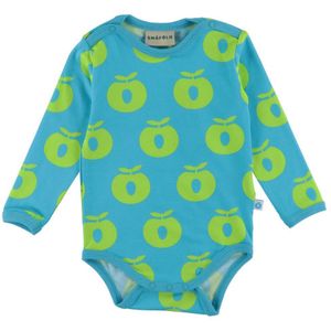 Småfolk Romper L/æ - Blue Atol m. Appels - Småfolk - 86 - Romper L/S