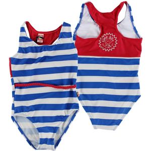 Katvig Classics Zwempak - UV50+ - Blauw/Wit Gestreept m. Rood - Katvig - 80/86 - Badmode