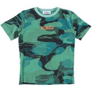 Stone Island T-Shirt - Smaragd m. Print - Stone Island - 8 jaar (128) - T-Shirts