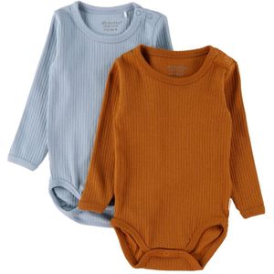 Minymo Rompers l/s - 2-pack - Ashley Blue - Minymo - 50 - Romper L/S
