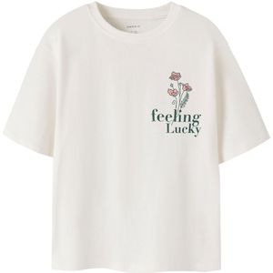 Name It - Nreg Ss Top - T-shirt - Cloud Dancer - Kinderen - Normale Pasvorm