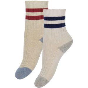 Konges Sløjd Sokken - 2-pack - Rib - Off White/Multi Strook - Konges Sløjd - 17/18 - Sokken