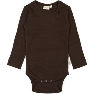 Petit Piao Romper l/s - Rib - Modaal - Koffieboon - Petit Piao - 74 - Romper L/S