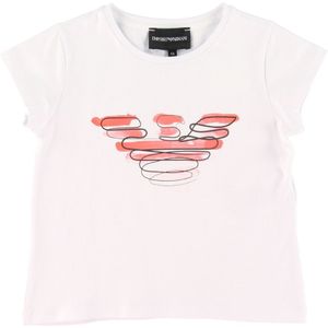 Emporio Armani T-Shirt - Wit m. Roze Logo - Emporio Armani - 10 jaar (140) - T-Shirts