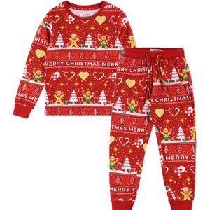 Jule-Sweaters Pyjama set - 2-delig - Kerstmis Cookie - Rood - Jule-Sweater - 1-2 jaar (80-92) - Pyjama - Tweedelig