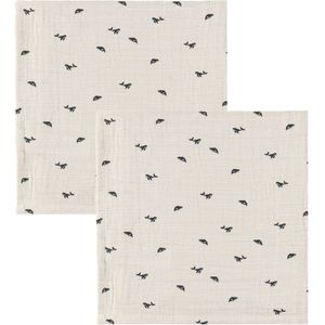 Liewood - Lewis Muslin Cloth - Mini Whale / Sandy - Hydrofiele Doeken - Set van 2 - 65 x 65 cm