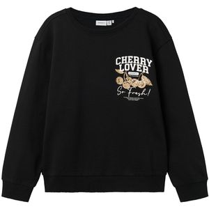 Naam Sweatshirt - NkfBukak - Zwart m. Print - Name It - 13-14 jaar (158-164) - Sweatshirt