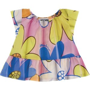 Moschino Top - Roze Bloemen - Moschino - 9-12 mnd - Tanktop