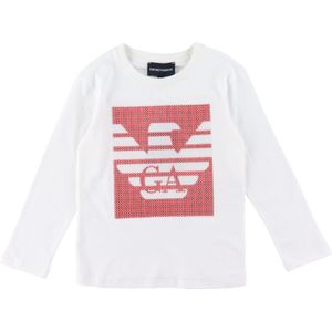 Emporio Armani Blouse - Wit/Rood m. Pailletten - Emporio Armani - 10 jaar (140) - Shirts