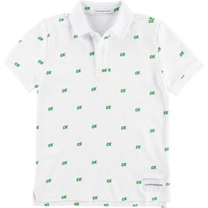 Calvin Klein Polo - Wit m. Groen/CK - Calvin Klein - 10 jaar (140) - Polo