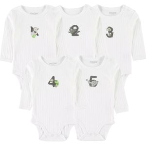Fixoni Rompers l/s - 5-pack - Wit - Fixoni - 62 - Romper L/S