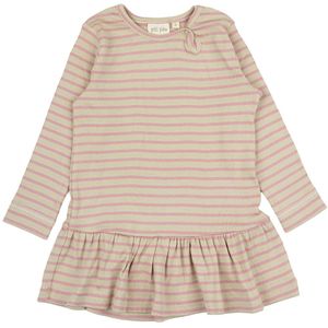 Petit Piao Jurk - Rib - Modaal - Helder Rose/Dark Off White - Petit Piao - 1½ jaar (86) - Jurk