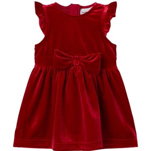 Jurk - Regular Fit - Fluweel - Ronde Hals - Ritssluiting - Kapmouwen