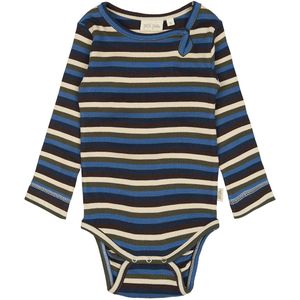 Petit Piao Romper l/s - Rib - Modaal - True Navy/Multistripe - Petit Piao - 68 - Romper L/S