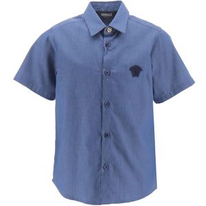 Versace Overhemd - Blauw m. Navy - Versace - 10 jaar (140) - Hemd S/S