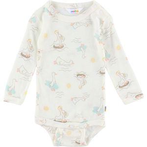 Joha Romper L/æ - Wol/Zijde - Offwhite m. Print - Joha - 50 - Romper L/S