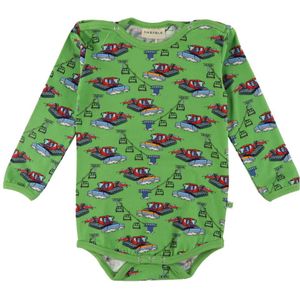 Småfolk Romper L/æ - Mos Green m. Pistemachine - Småfolk - 74 - Romper L/S
