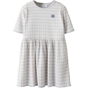Name It Jurk - Rib - NmfFiona - Bright White/Strepen - Name It - 2 jaar (92) - Jurk