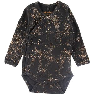 Soft Gallery Wikkelromper l/s - Niki - Mini Splash - Jet Black - Soft Gallery - 1 jaar (80) - Romper L/S