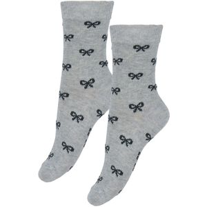 Fuzzies Sokken - 2-pack - Grijs Gevlekt/Zwarte m. strikken - Fuzzies - 35/38 - Sokken