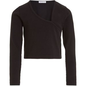 Calvin Klein Blouse - Bijgesneden - Rib - Zwart - Calvin Klein - 8 jaar (128) - Shirts