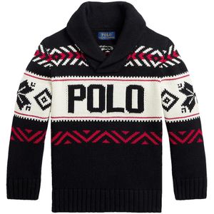 Polo Ralph Lauren Blouse - Gebreid - Holiday - Zwart/Wit m. Rood - Polo Ralph Lauren - 8 jaar (128) - Shirts