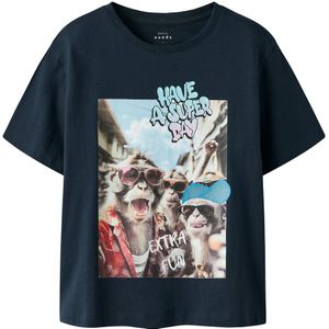 Name It T-Shirt - NkmVoto - Navy Blazer/Super Dag - Name It - 9-10 jaar (134-140) - T-Shirts