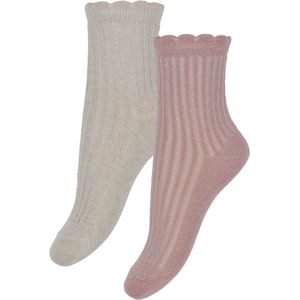 Minymo Sokken - 2-pack - Ash Rose m. Glitter - Minymo - 15/18 - Sokken