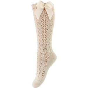 Condor Kniesokken m. Vlinderdas - Gebreid - Beige - Condor - 3-6 mnd - Sokken