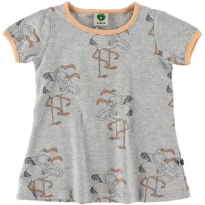 Småfolk Jurk - Grijs Gevlekt/Oranje m. Flamingo's - Småfolk - 56 - Jurk
