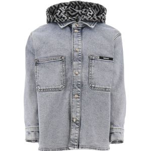 Versace Spijkerjas m. Muts - Blue Medium+ m. Grijs Gevlekt/Zwart - Versace - 10 jaar (140) - Spijkerjas