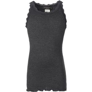 Rosemunde Top - Lang - Rib - Donkergrijs Gevlekt m. Veter - Rosemunde - 10 jaar (140) - Tanktop