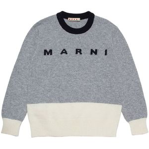 Marni Blouse - Wol - Grijs Gevlekt/Wit m. Zwart - Marni - 6 jaar (116) - Shirts