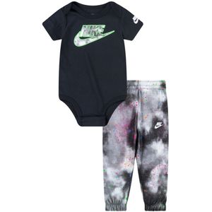 Nike Broek_/Romper s/s - Tie-dye - Zwart - Nike - 12 mnd - Romper S/S