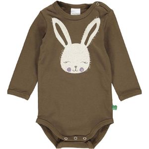 Freds World Romper l/s - Rabbit Lettertype - Brown Mist m. Print - Freds World - 74 - Romper L/S