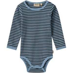 Wheat Romper l/s - Rib - Berti - Helder Blue Stripe - Wheat - 62 - Romper L/S