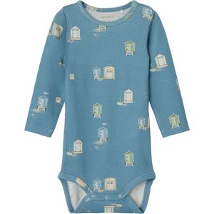 Name It Romper l/æ - NbmHing - Provinciaal Blue m. Print - Name It - 50 - Romper L/S